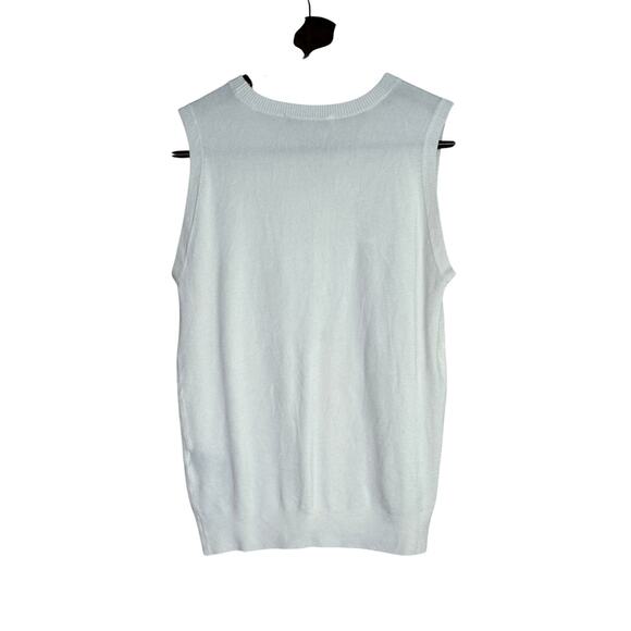 Zara Soft Sleeveless Crew Neck Ribbed Hem Stretch Tank Top Small White #3322 - Picture 15 of 15